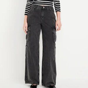 Mid-Rise Baggy Wide-Leg Cargo Jeans